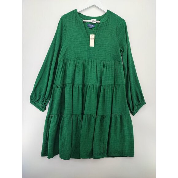Maeve by Anthropologie Women's Green Long Sleeve Tiered Tunic Dress Size Small - Picture 1 of 12